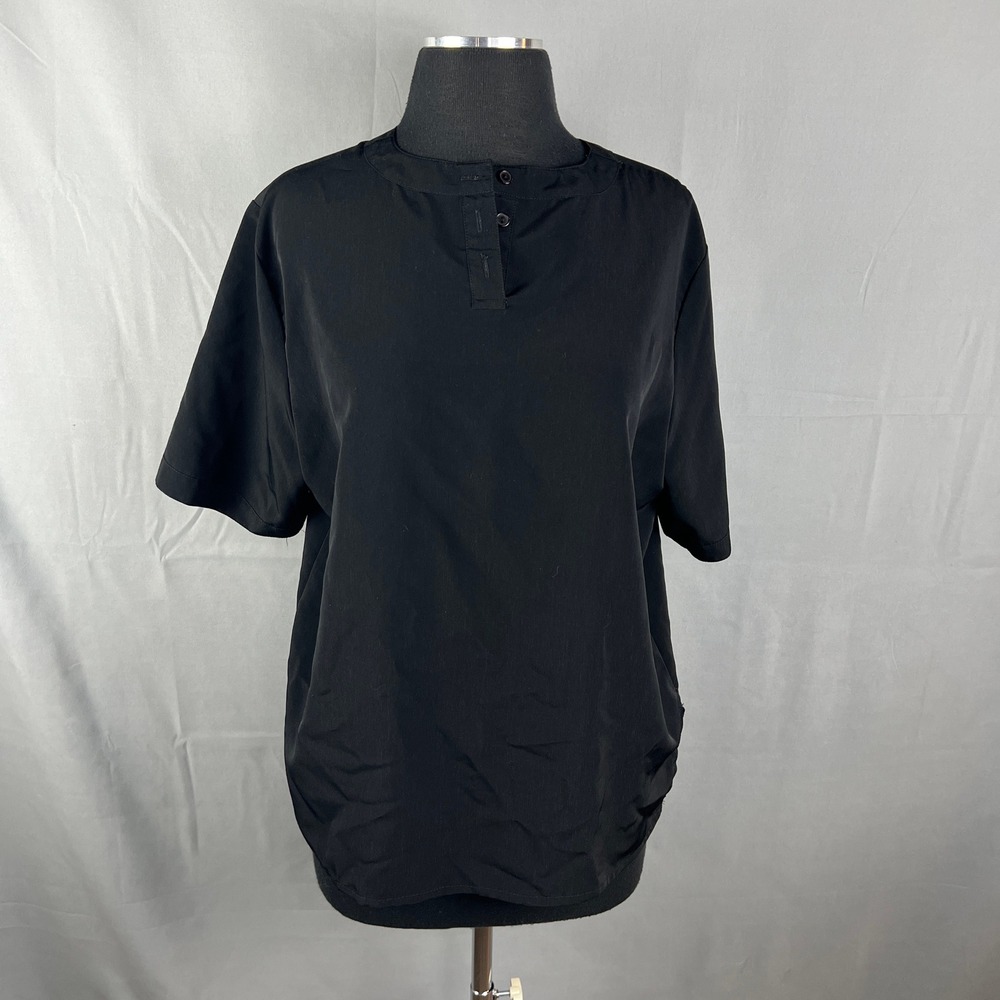 Worthington Blouse Top Womens Large Black Side Slit Raglan Sleeve Everyday Wear